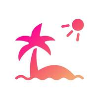 eiland icoon solide helling roze geel zomer strand symbool illustratie. vector