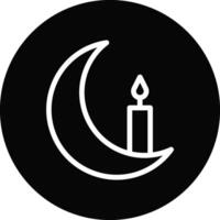 kaars icoon lijn afgeronde zwart wit kleur Ramadan symbool illustratie perfect. vector