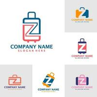 reeks van brief z met koffer logo ontwerp vector. eerste z met koffer logo ontwerp sjabloon concept vector