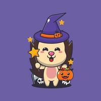 heks egel in halloween dag. schattig halloween tekenfilm illustratie. vector