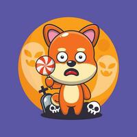 schattig shiba inu bang door geest in halloween dag. schattig halloween tekenfilm illustratie. vector