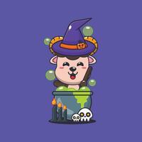 heks RAM schapen maken toverdrank in halloween dag. schattig halloween tekenfilm illustratie. vector