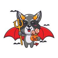 duivel wasbeer in halloween dag. schattig halloween tekenfilm illustratie. vector