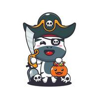 piraten zebra in halloween dag. schattig halloween tekenfilm illustratie. vector