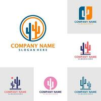 reeks van cactus logo ontwerp vector. creatief cactus logo ontwerp sjabloon concept vector