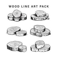6 hout lijn kunst pak vector