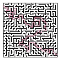 plein doolhof puzzel spel met antwoord, moeilijk labyrint vector illustratie.