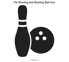 pin bowling en bowling bal icoon, vector illustratie.