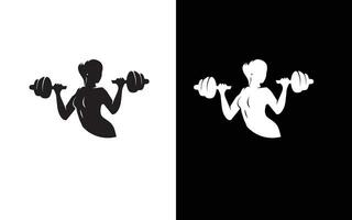 Dames geschiktheid en gewichtheffen logo vector