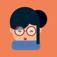 een illustratie van een vrouw met bril en een sjaal vector