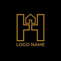 h brief weg huis logo ontwerp vector