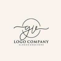 eerste gv vrouwelijk logo collecties sjabloon. handschrift logo van eerste handtekening, bruiloft, mode, juwelen, boetiek, bloemen en botanisch met creatief sjabloon voor ieder bedrijf of bedrijf. vector
