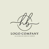eerste hb vrouwelijk logo collecties sjabloon. handschrift logo van eerste handtekening, bruiloft, mode, juwelen, boetiek, bloemen en botanisch met creatief sjabloon voor ieder bedrijf of bedrijf. vector