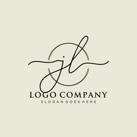 eerste jl vrouwelijk logo collecties sjabloon. handschrift logo van eerste handtekening, bruiloft, mode, juwelen, boetiek, bloemen en botanisch met creatief sjabloon voor ieder bedrijf of bedrijf. vector