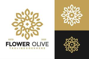 bloem olijf- olie logo ontwerp vector symbool icoon illustratie