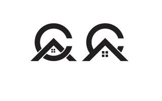eerste brief c echt landgoed logo met huis sjabloon vrij vector