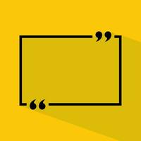 zwart tekst citaat icoon teken geïsoleerd Aan geel achtergrond. blanco rechthoekig kader vector