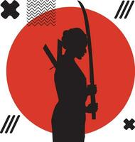 vector silhouet samurai Japans illustratie