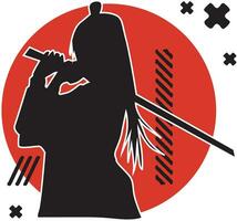 vector silhouet samurai Japans illustratie