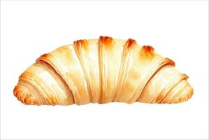 heerlijk vers gebakken croissant geïsoleerd mooi waterverf schilderij illustratie vector