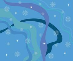winter achtergrond met sneeuwvlokken, sterren en linten vector