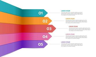infographic 5 pijlen werkwijze naar succes sjabloon. bedrijf presentatie. vector illustratie.
