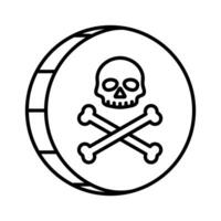 piraat goud munt icoon met een schedel. piraat schat, geïsoleerd Aan wit achtergrond. vector