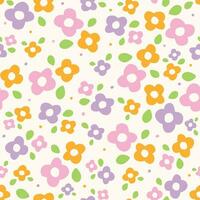 schattig tekening roze Purper oranje bloem bloemen ditsy blad stip punt confetti. abstract biologisch vorm hand- getrokken hand- tekening tekenfilm. kleur kleurrijk pastel naadloos patroon voorjaar zomer achtergrond. vector