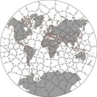 cnc laser snijdend wereld kaart circulaire voronoi puzzel vector illustratie