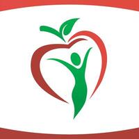 welzijn voeding vrouw menselijk hart appel fruit logo vector