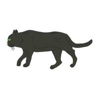 kat is getrokken in een gaat positie. kat zwart. ontwerp van een banier, poster, huisdier op te slaan en huisdier benodigdheden. vector vlak illustratie.