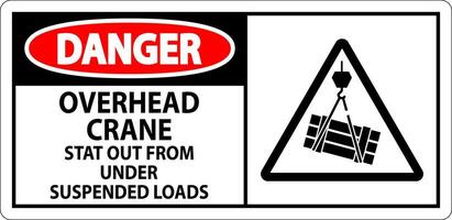 Gevaar teken, overhead kraan geschorst ladingen vector