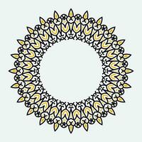decoratief Koninklijk ronde kader, zwart en geel sier- grens Indisch en Arabisch stijl, abstract bloemen fiets ornament ontwerp, vector illustratie