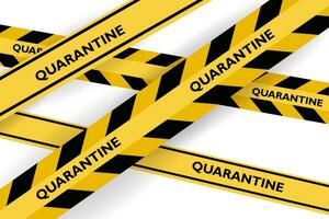 quarantaine geel lintje. coronavirus waarschuwing strip. vector achtergrond ontwerp