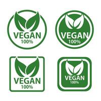 vector veganistisch icoon reeks veganistisch logos en insignes, label, groen blad Aan wit achtergrond illustratie.