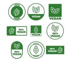 vector veganistisch icoon reeks veganistisch logos en insignes, label, groen blad Aan wit achtergrond illustratie.