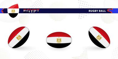 rugby bal reeks met de vlag van Egypte in divers hoeken Aan abstract achtergrond. vector