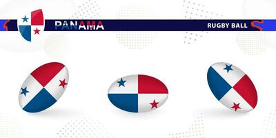 rugby bal reeks met de vlag van Panama in divers hoeken Aan abstract achtergrond. vector