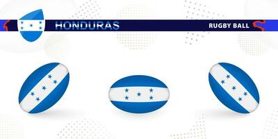 rugby bal reeks met de vlag van Honduras in divers hoeken Aan abstract achtergrond. vector