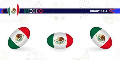rugby bal reeks met de vlag van Mexico in divers hoeken Aan abstract achtergrond. vector