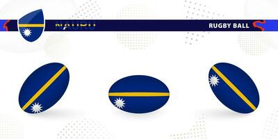 rugby bal reeks met de vlag van nauru in divers hoeken Aan abstract achtergrond. vector