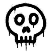 verstuiven geschilderd graffiti schedel icoon gespoten geïsoleerd met een wit achtergrond. graffiti schedel symbool met over- verstuiven in zwart over- wit. vector