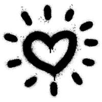 verstuiven geschilderd graffiti hart icoon woord gespoten geïsoleerd met een wit achtergrond. graffiti doopvont liefde icoon met over- verstuiven in zwart over- wit. vector illustratie.