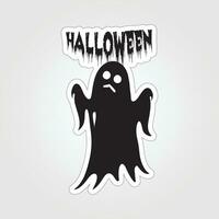 een sticker met een geest Aan het, halloween geest tekenfilm karakter sticker vector