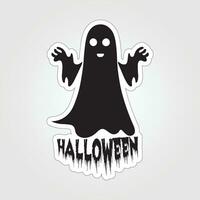 een sticker met een geest Aan het, halloween geest tekenfilm karakter sticker vector