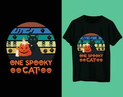 een spookachtig kat halloween t-shirt ontwerp vector