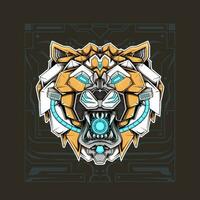 tijger of leeuw hoofd robot tekenfilm ontwerp illustratie vector