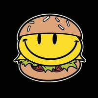 vector emoticon in hamburger streetwear tekenfilm illustratie