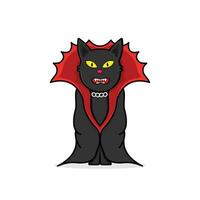 halloween kat. zwart in dracula vampier kostuum. vector