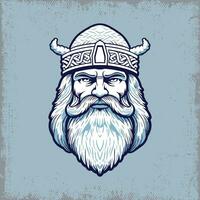 viking helm en baard met leeg banier vector